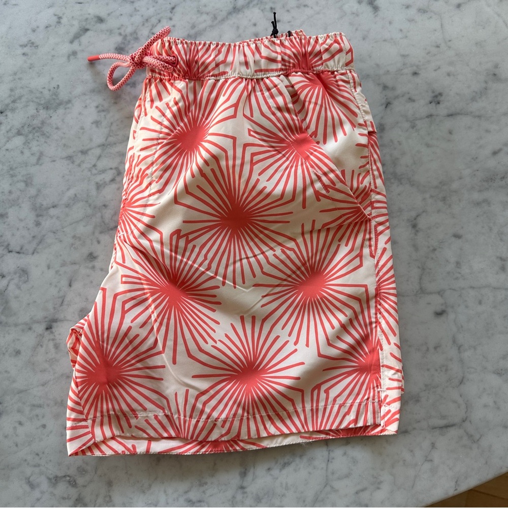 ZARA Coral / Cream men’s Print Swim Trunks